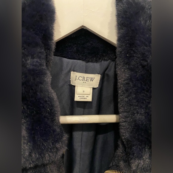 J. Crew Mercantile Navy Blue Faux Fur Zip Up Vest Small - Picture 7 of 16